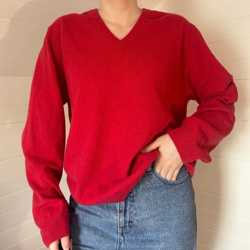 Brookes Brothers 100% two ply Scottish cashmere red pullover sweater size large